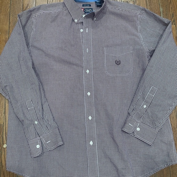 Chaps Maroon and White Plaid Shirt - Picture 11 of 11